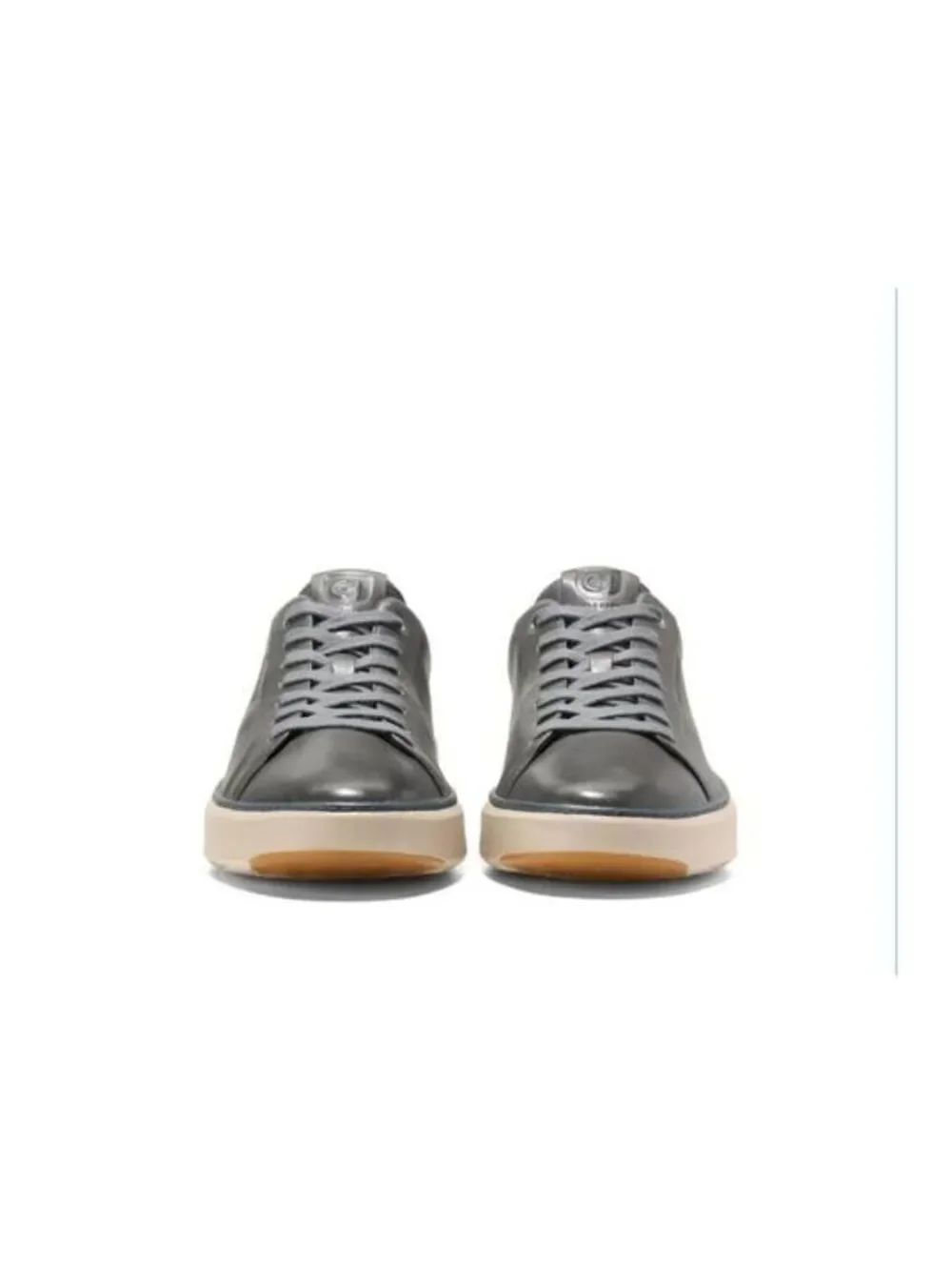 Size 8.5  Cole Haan Men's Gray Leather Sneakers with Cream Sole, Size 10